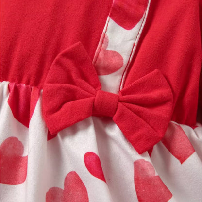 Baby Girl Valentine Romper with Heart Skirt