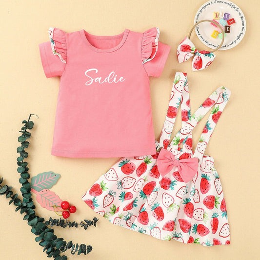 Baby Girl Two Sweet Birthday Outfit, Personalized Berry First Birthday Strawberry Dress