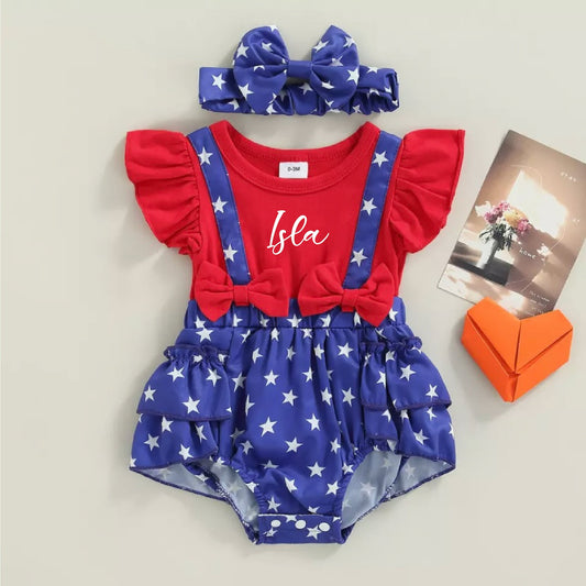 Baby Girl Independence Day Outfit Personalized
