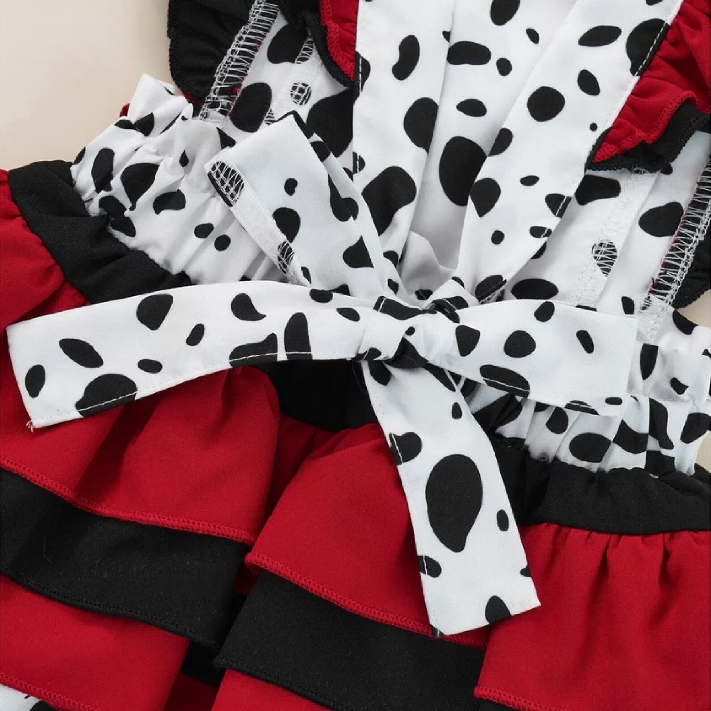 Baby Girl Cruella Halloween Costume, Personalized Dalmatian Outfit