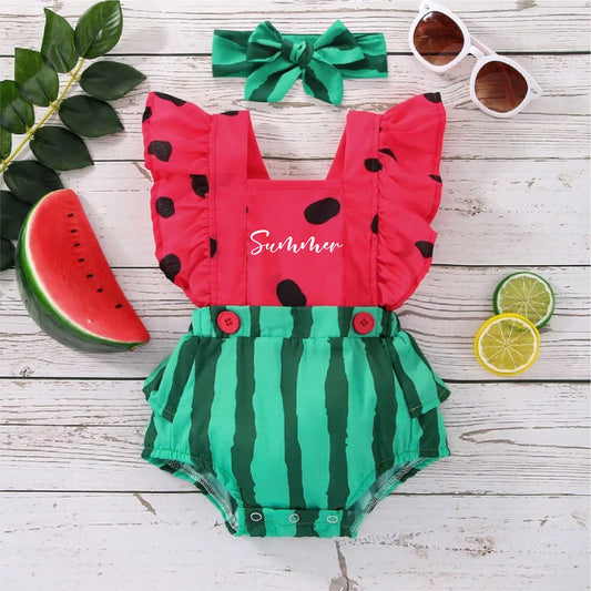 Baby Girl One in a Melon Outfit, Personalized Watermelon Clothes Set