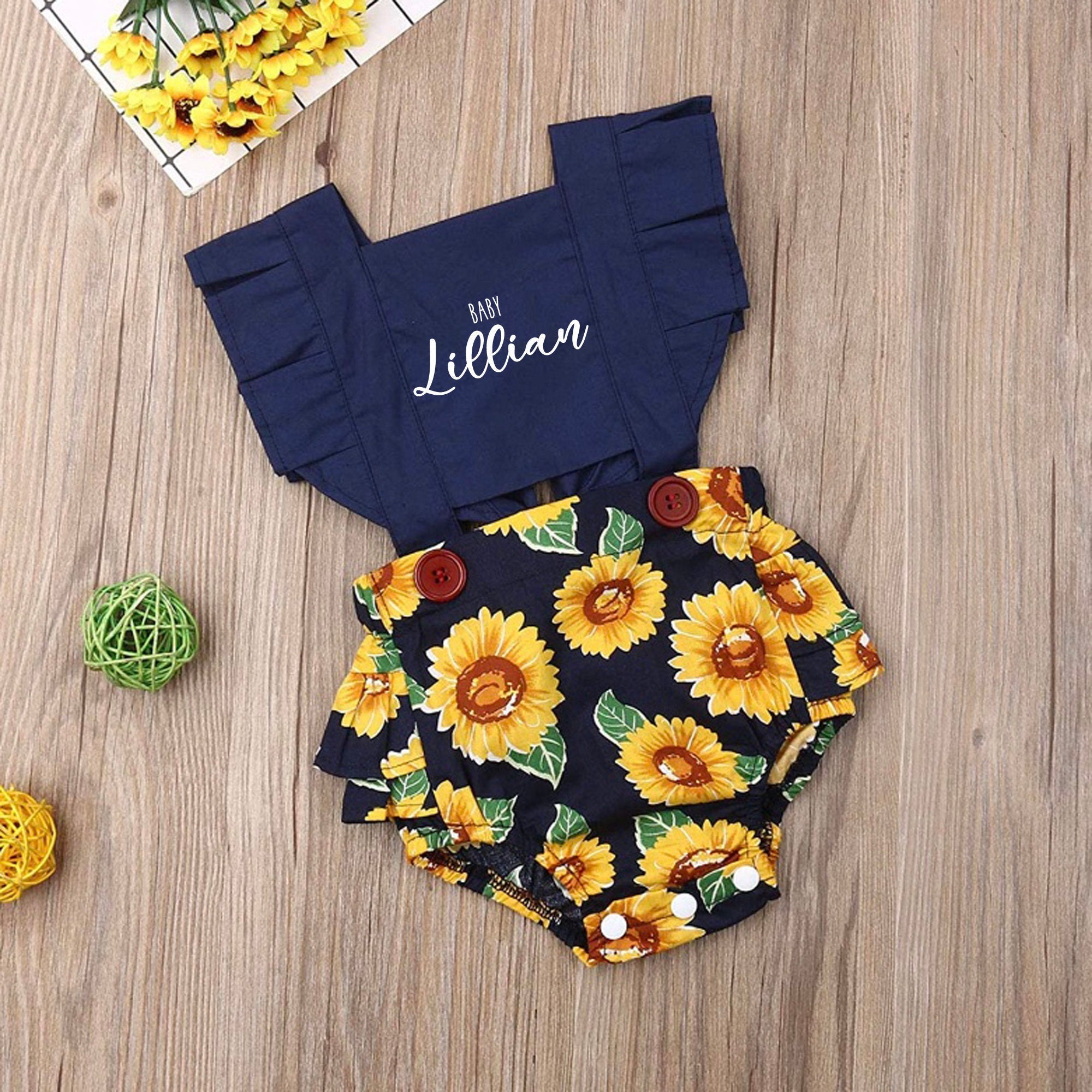 Sunflower baby girl sales outfit