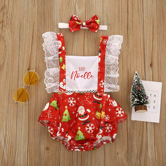Baby Girl First Christmas Romper