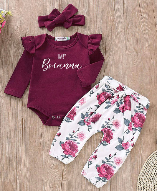 Baby Girl Flower Fall Red Clothing Set