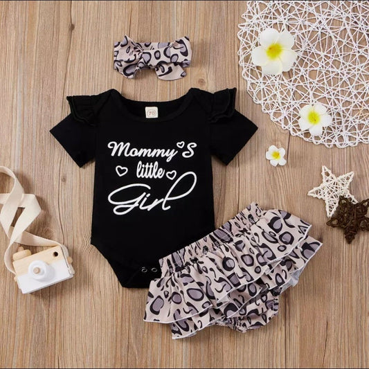 Baby Girl Mommy's Little Girl Leopard Animal Print Clothes Set
