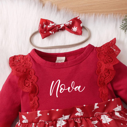 Personalized Baby Girl Red Christmas Dress