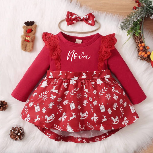 Personalized Baby Girl Red Christmas Dress